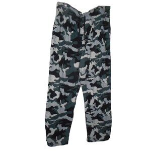 Faded Glory Sleeping Pants Mens XL 40-42 Grey Black Camo fleece Drawstring
